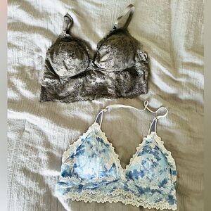 Aerie Bundle of  2 Lace Bralettes - Gray and Blue size Large